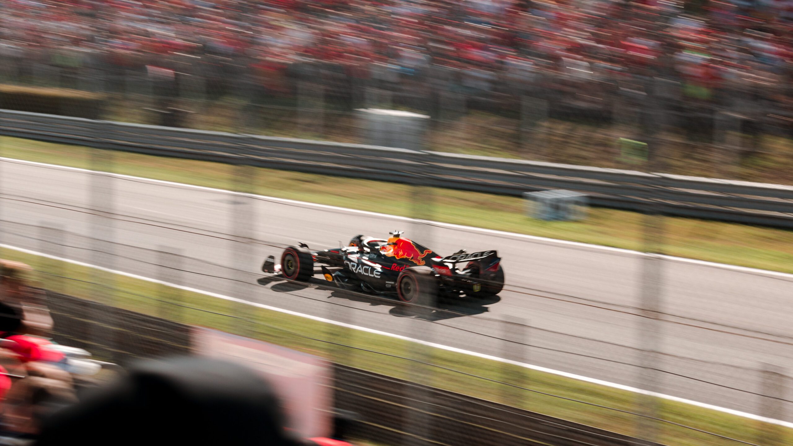 F1 car racing on track in Monza 2022