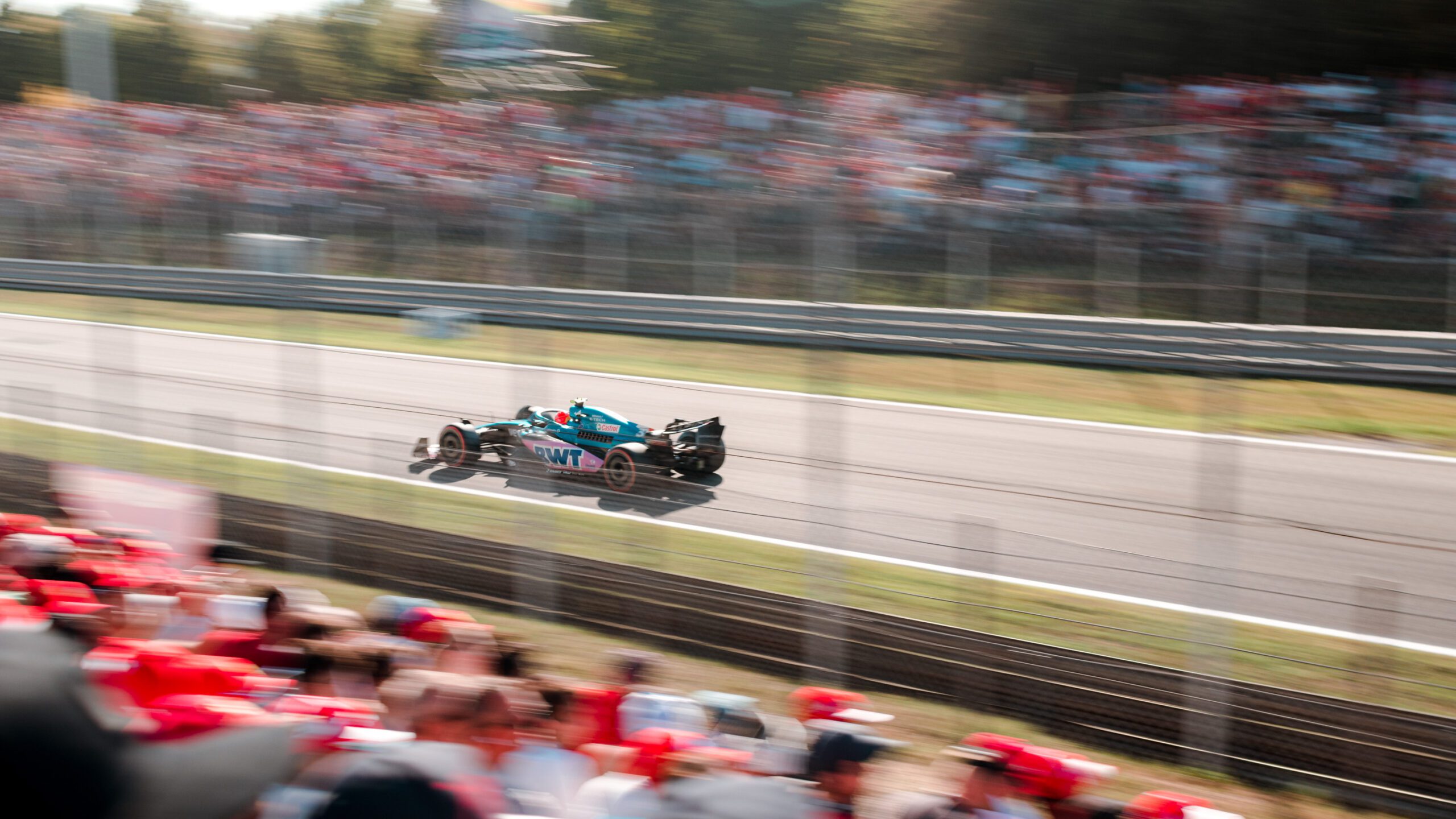 F1 car racing on track in Monza 2022