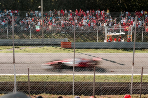 F1 car racing on track in Monza 2022