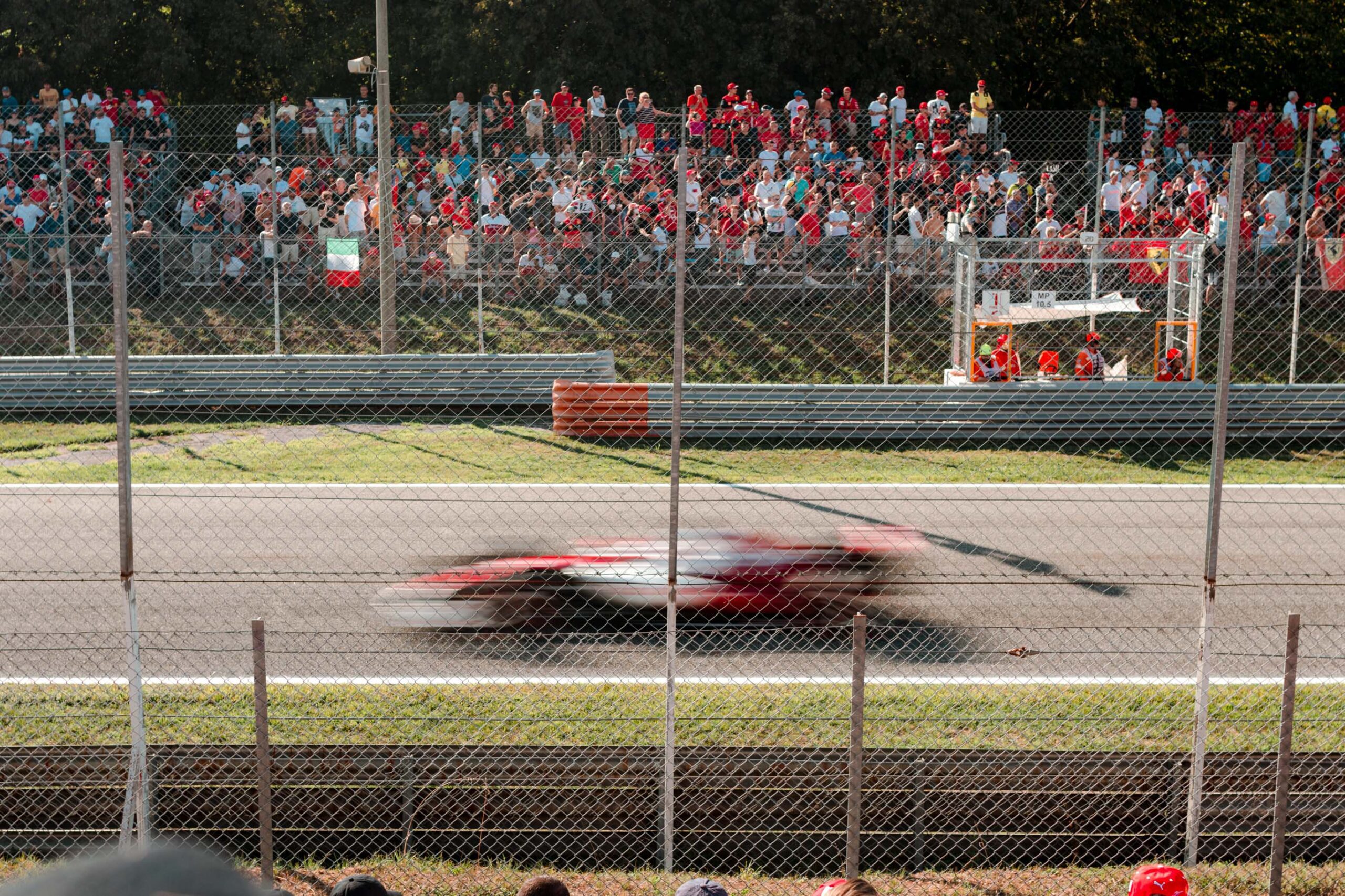 F1 car racing on track in Monza 2022