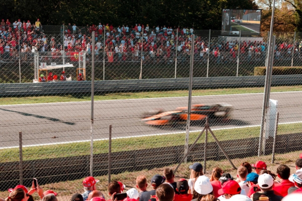 F1 car racing on track in Monza 2022