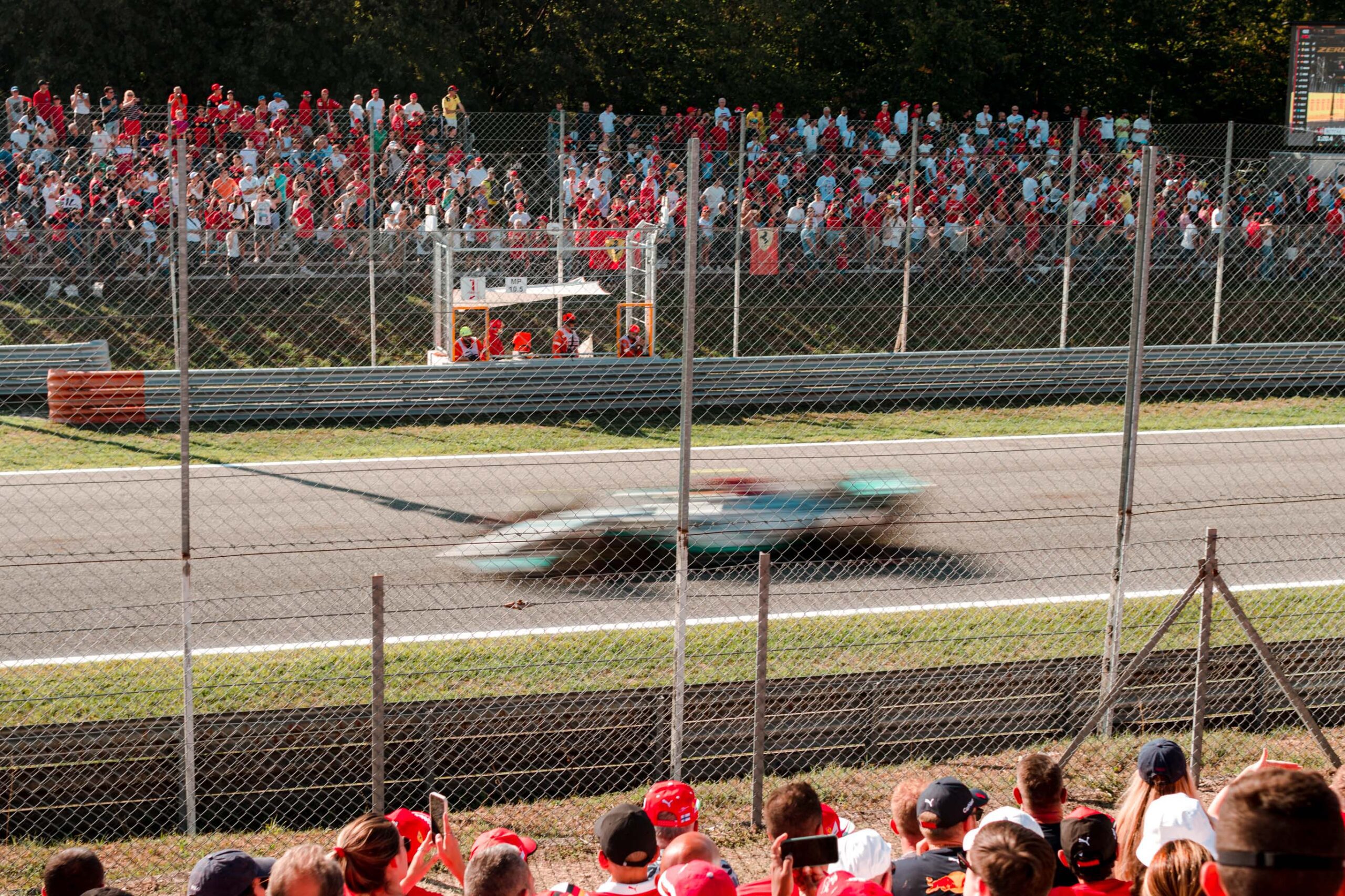 F1 car racing on track in Monza 2022