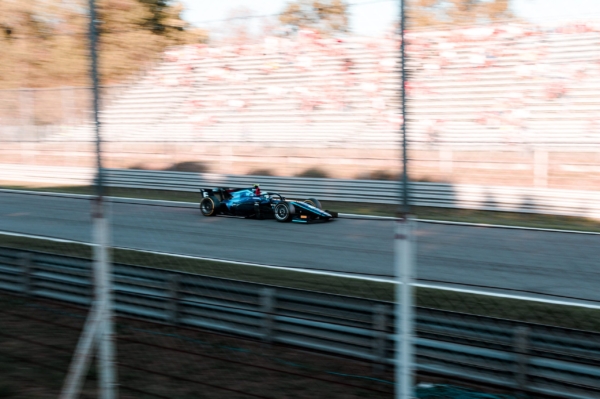 F2 car racing on track in Monza 2022