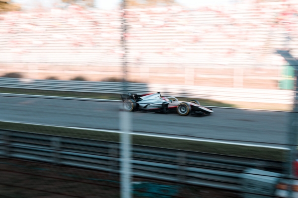F2 car racing on track in Monza 2022