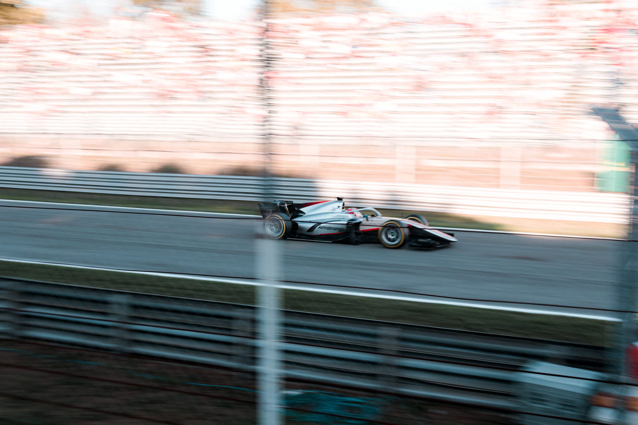F2 car racing on track in Monza 2022