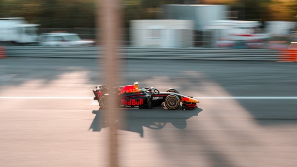 F2 car racing on track in Monza 2022