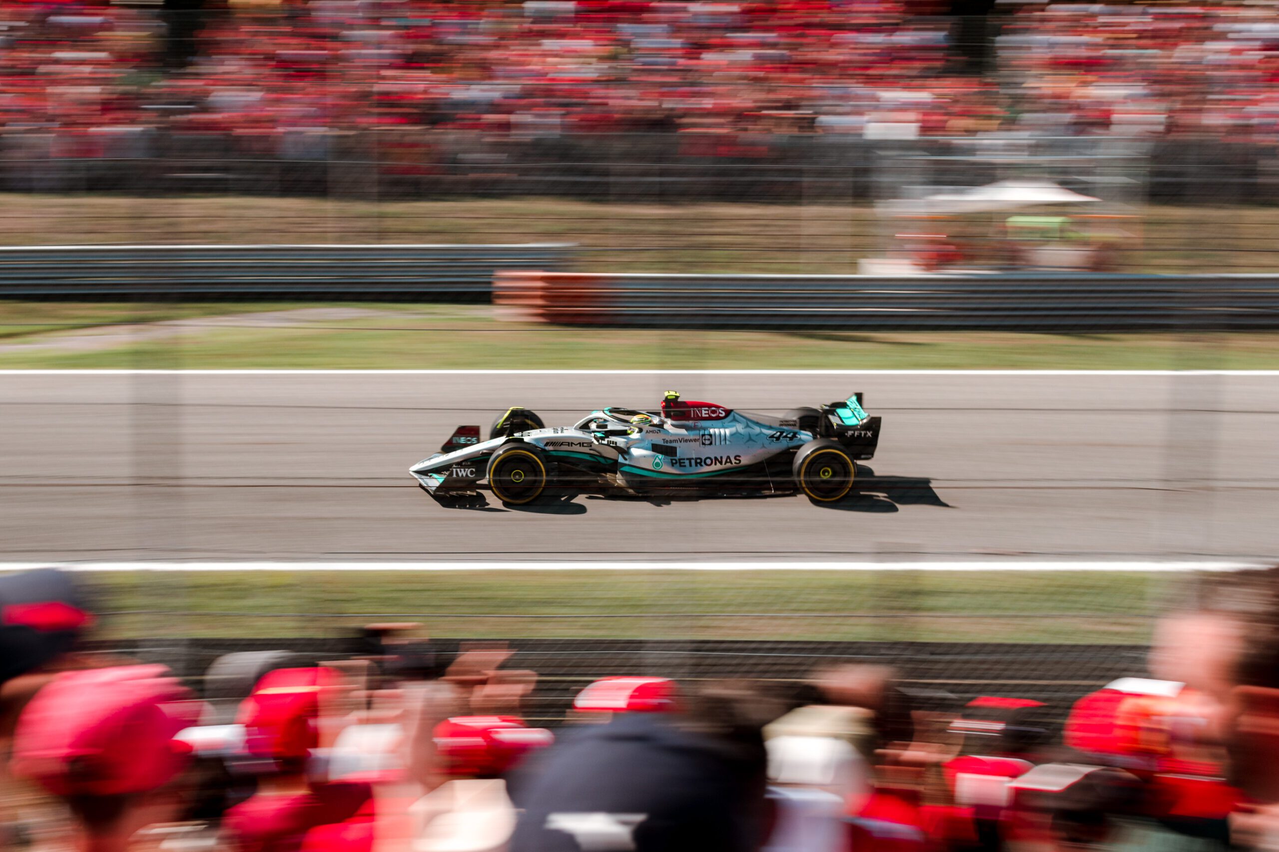 F1 car racing on track in Monza 2022