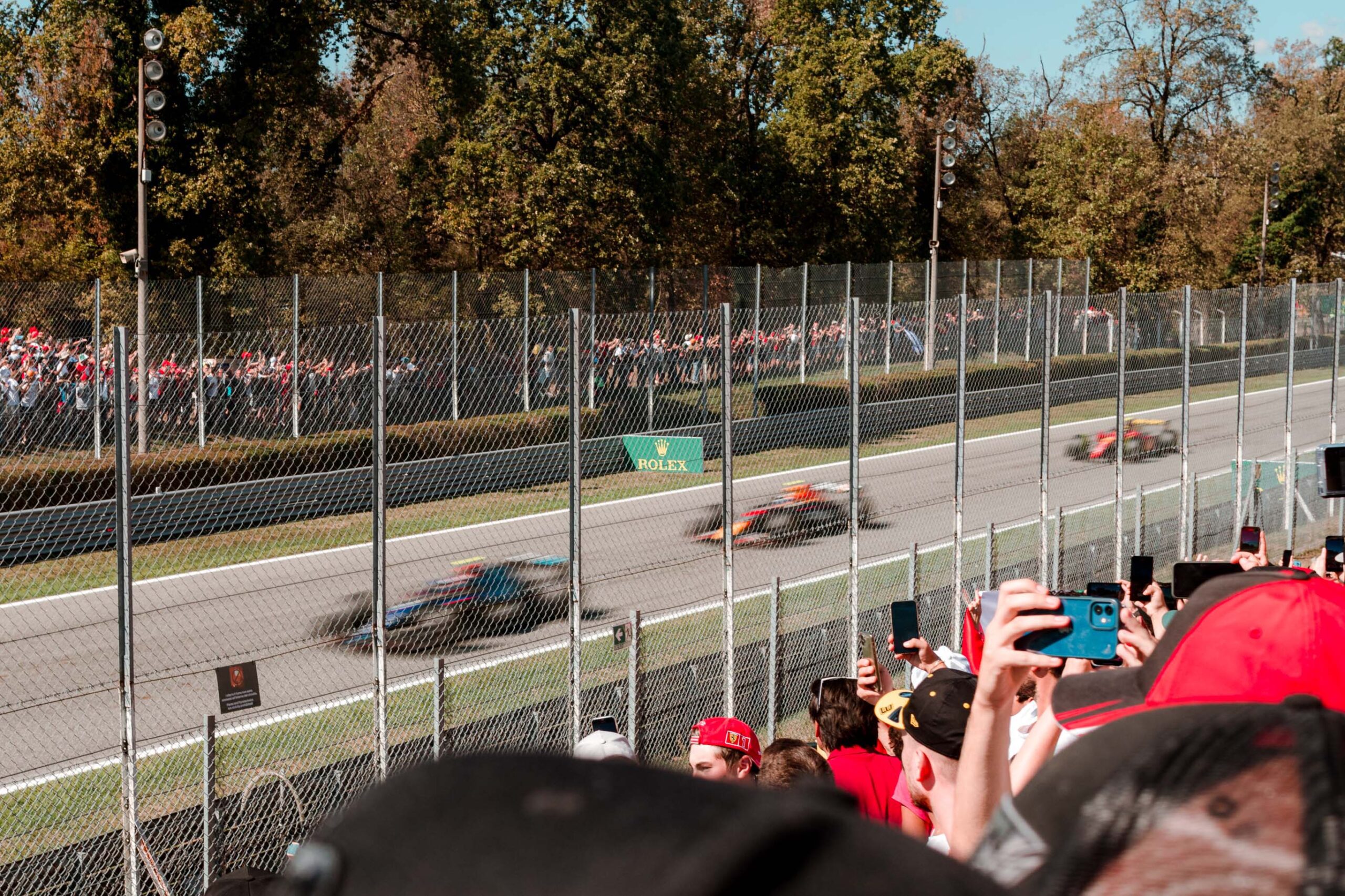 F1 car racing on track in Monza 2022