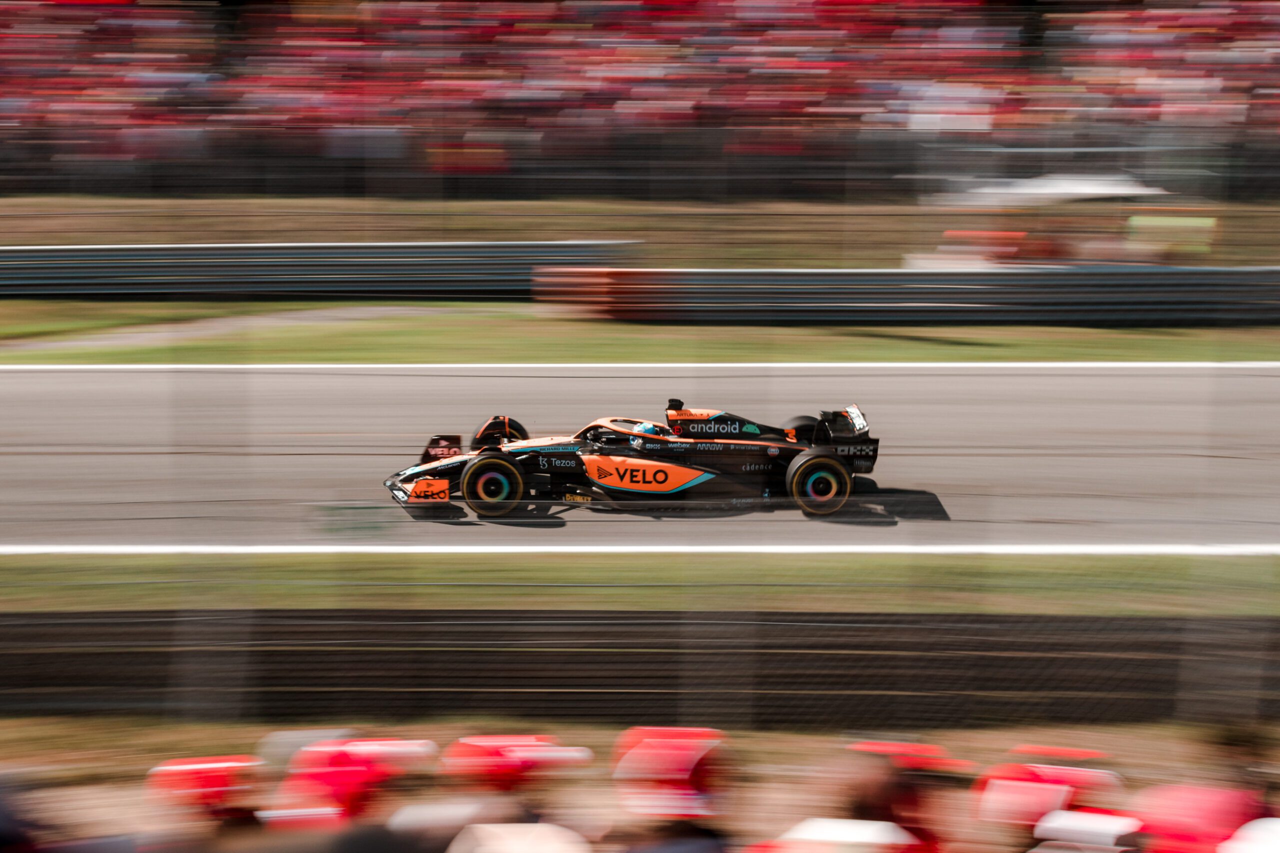 F1 car racing on track in Monza 2022