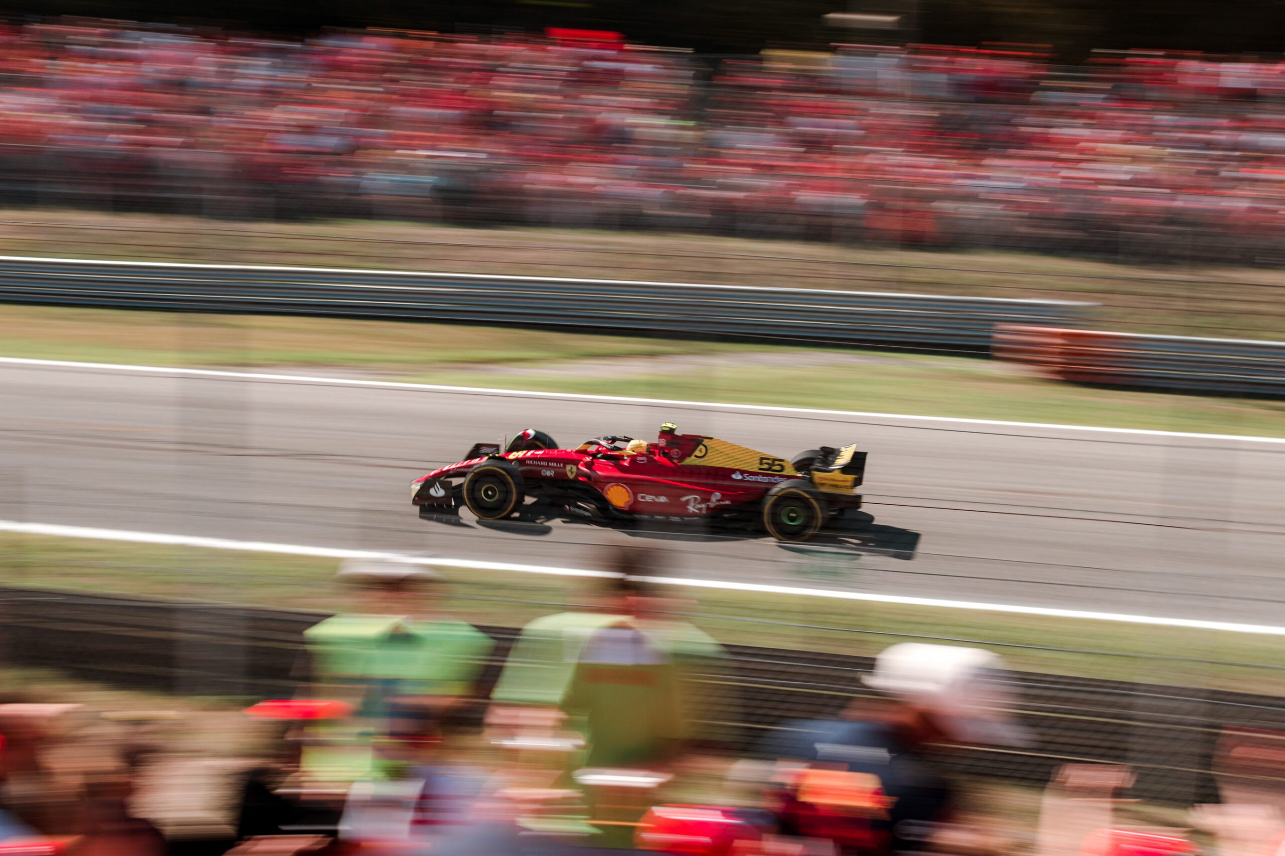 F1 car racing on track in Monza 2022