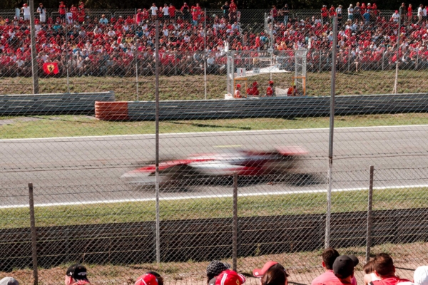 F1 car racing on track in Monza 2022