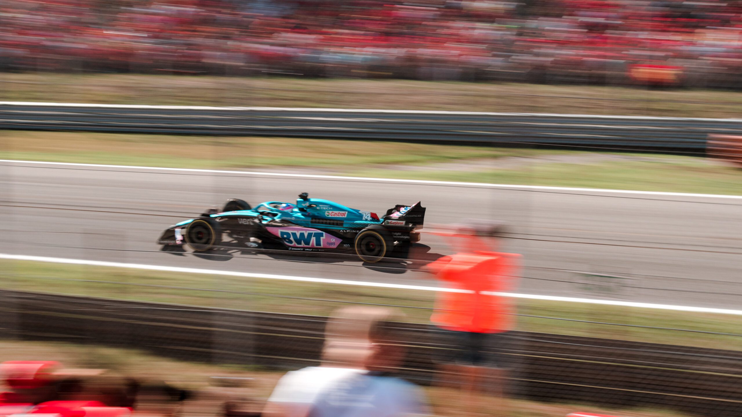 F1 car racing on track in Monza 2022