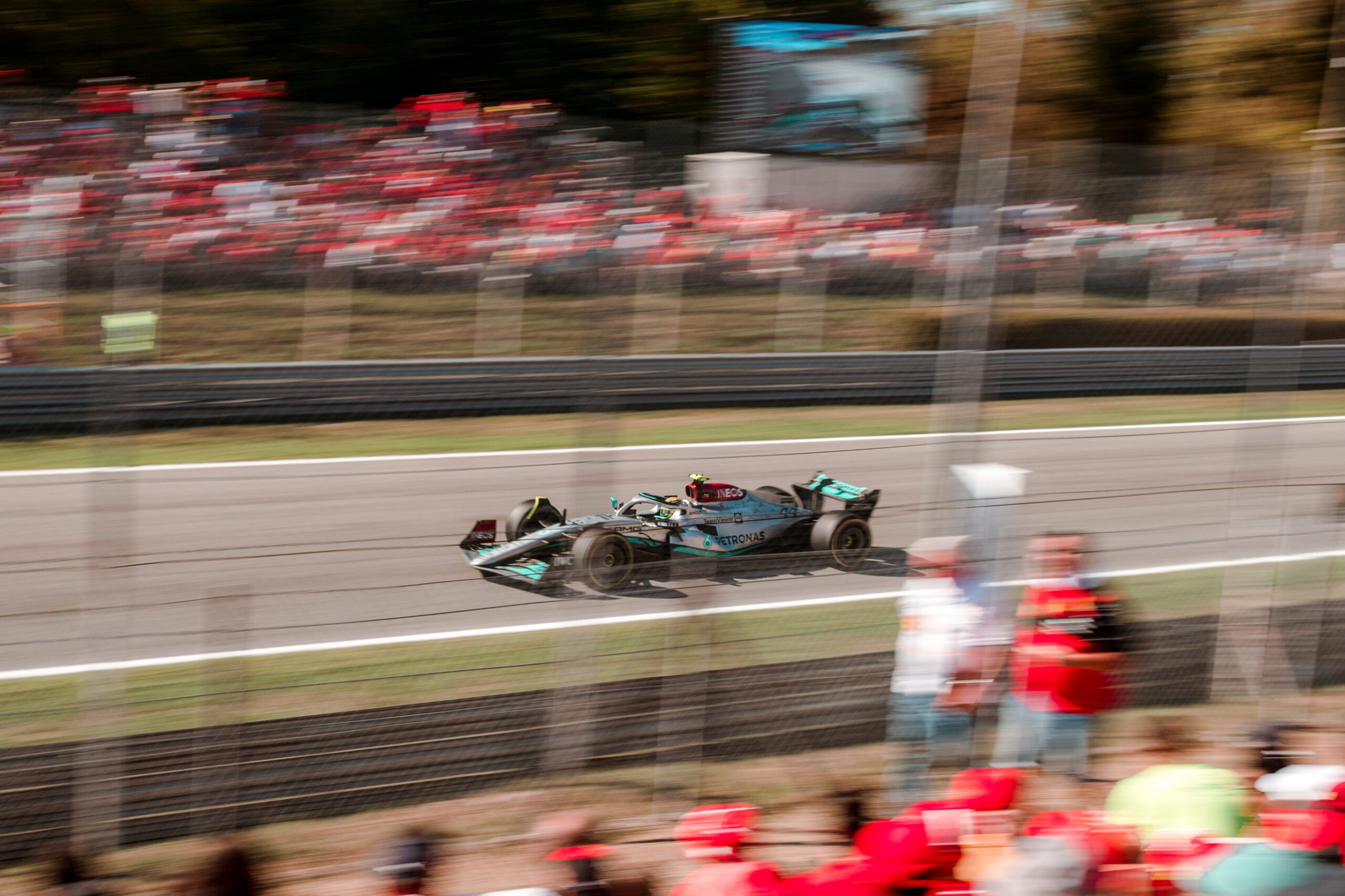 F1 car racing on track in Monza 2022