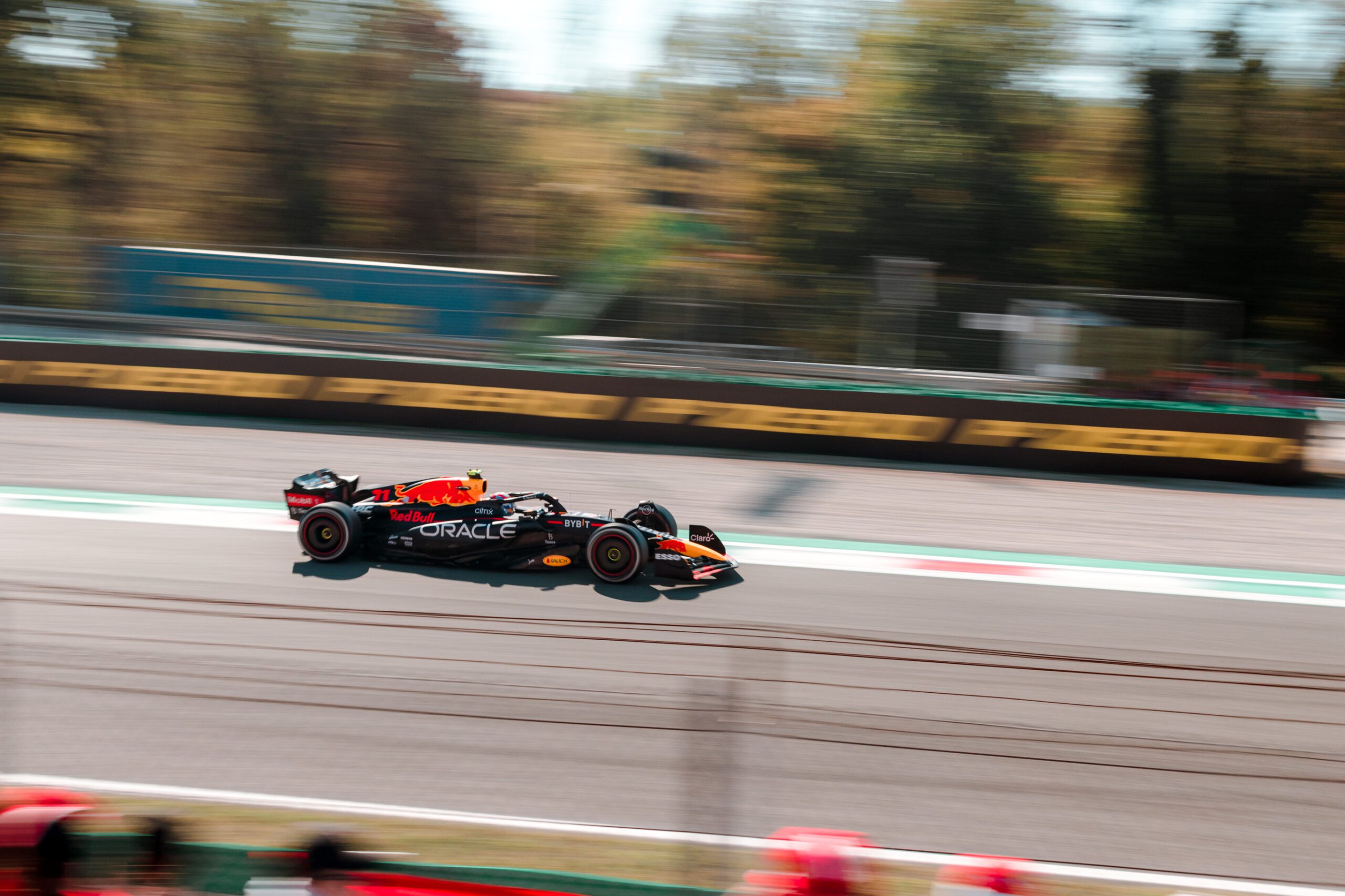 F1 car racing on track in Monza 2022