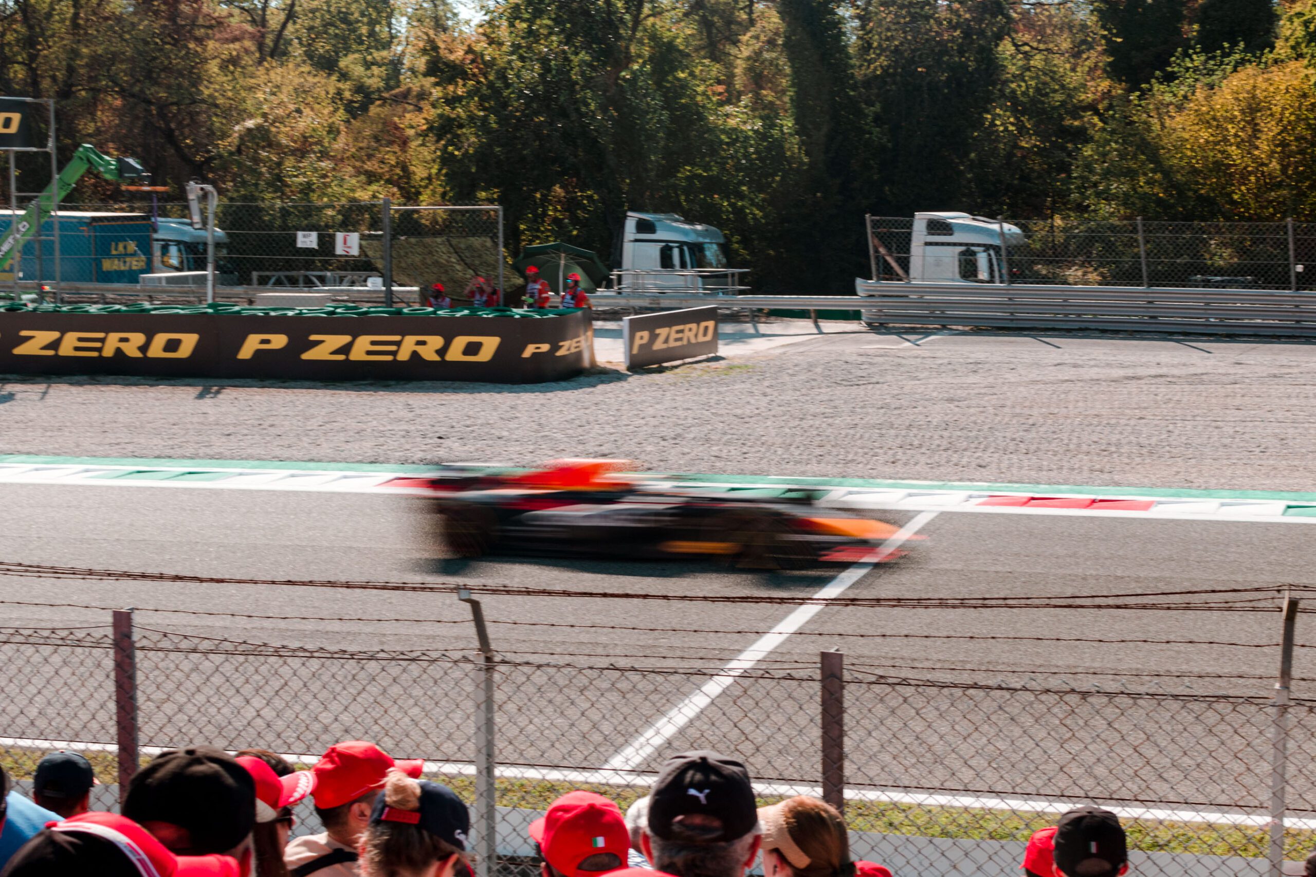 F1 car racing on track in Monza 2022