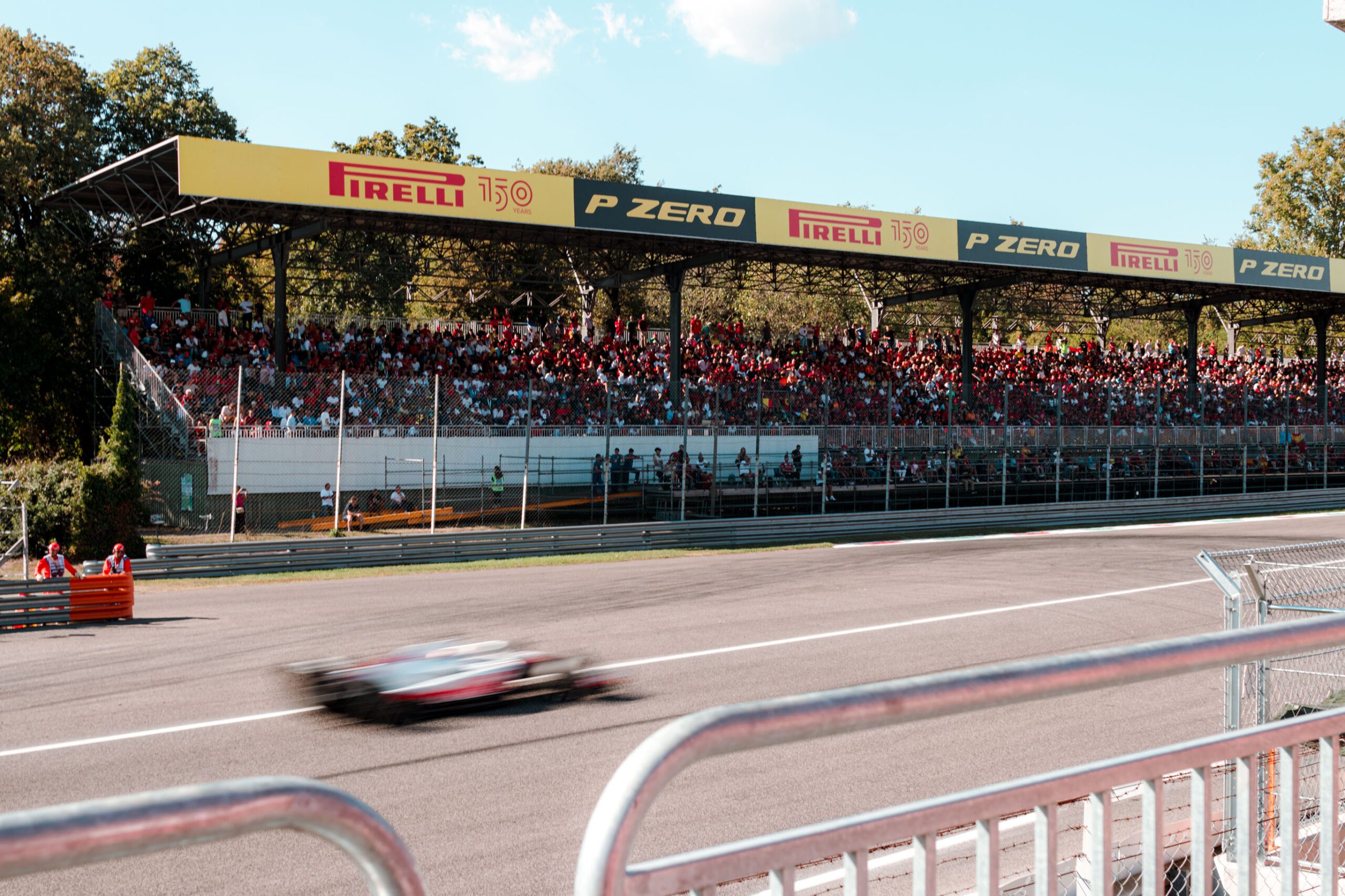 F1 car racing on track in Monza 2022