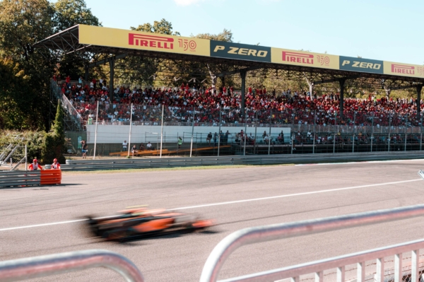 F1 car racing on track in Monza 2022