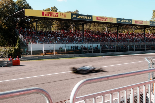 F1 car racing on track in Monza 2022