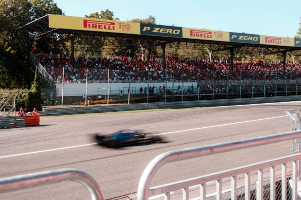 F1 car racing on track in Monza 2022