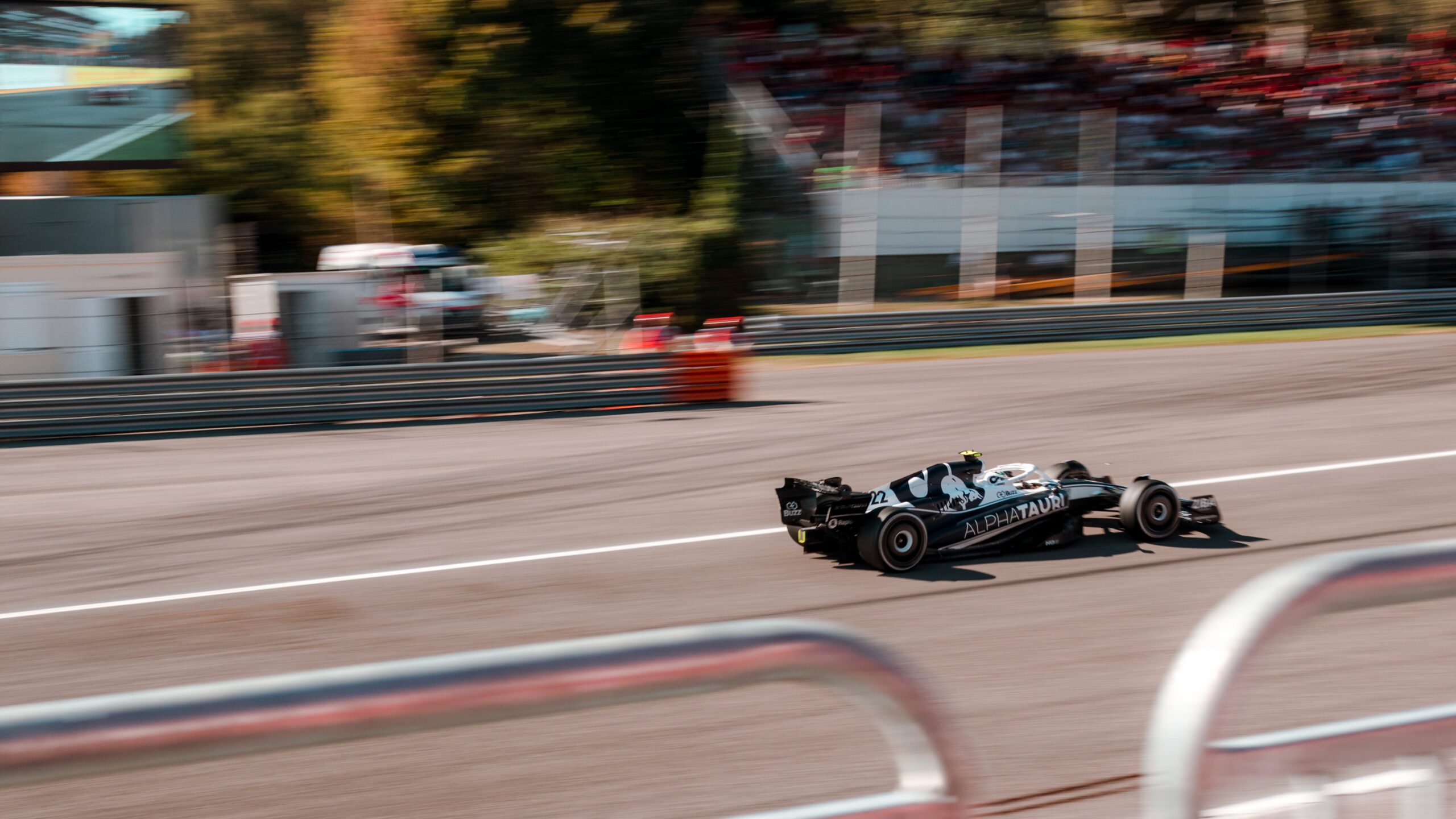 F1 car racing on track in Monza 2022