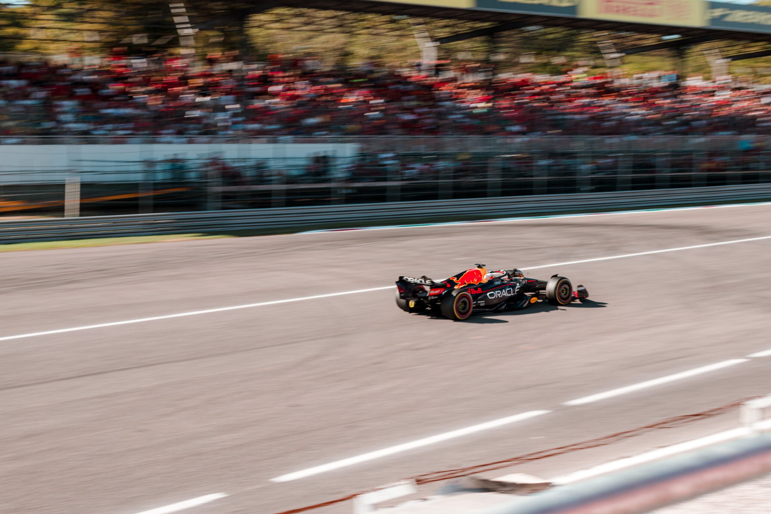 F1 car racing on track in Monza 2022