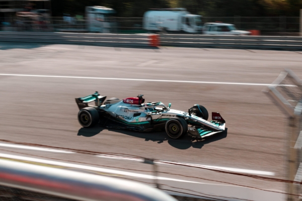 F1 car racing on track in Monza 2022