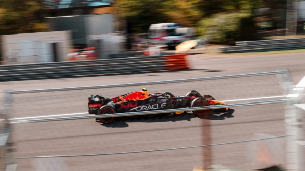 F1 car racing on track in Monza 2022