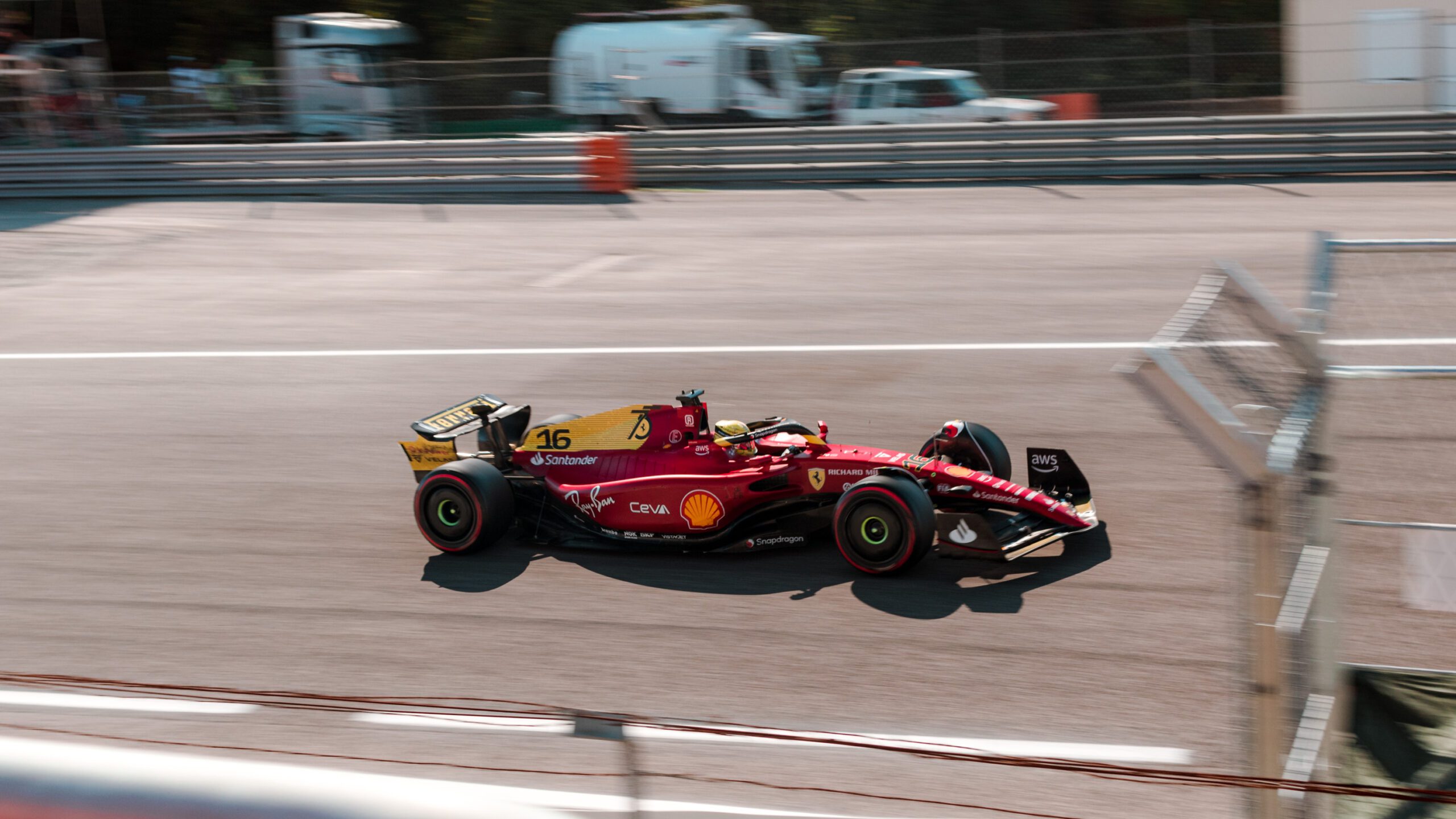 F1 car racing on track in Monza 2022