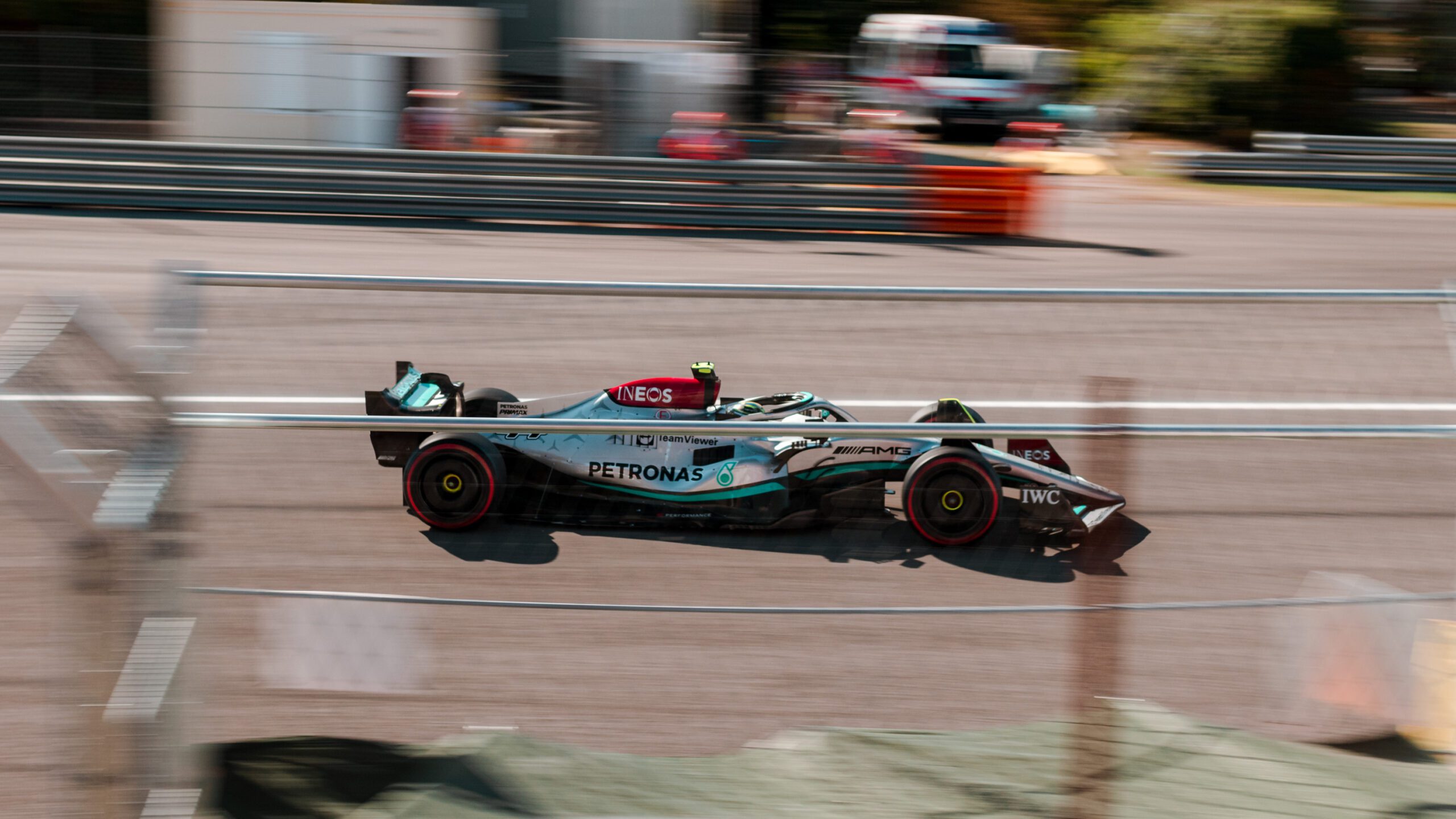 F1 car racing on track in Monza 2022