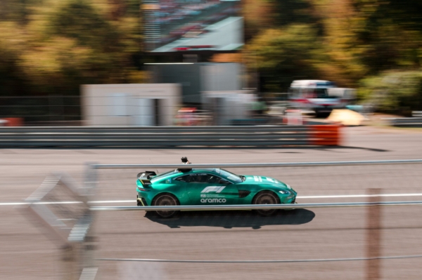 F1 car racing on track in Monza 2022