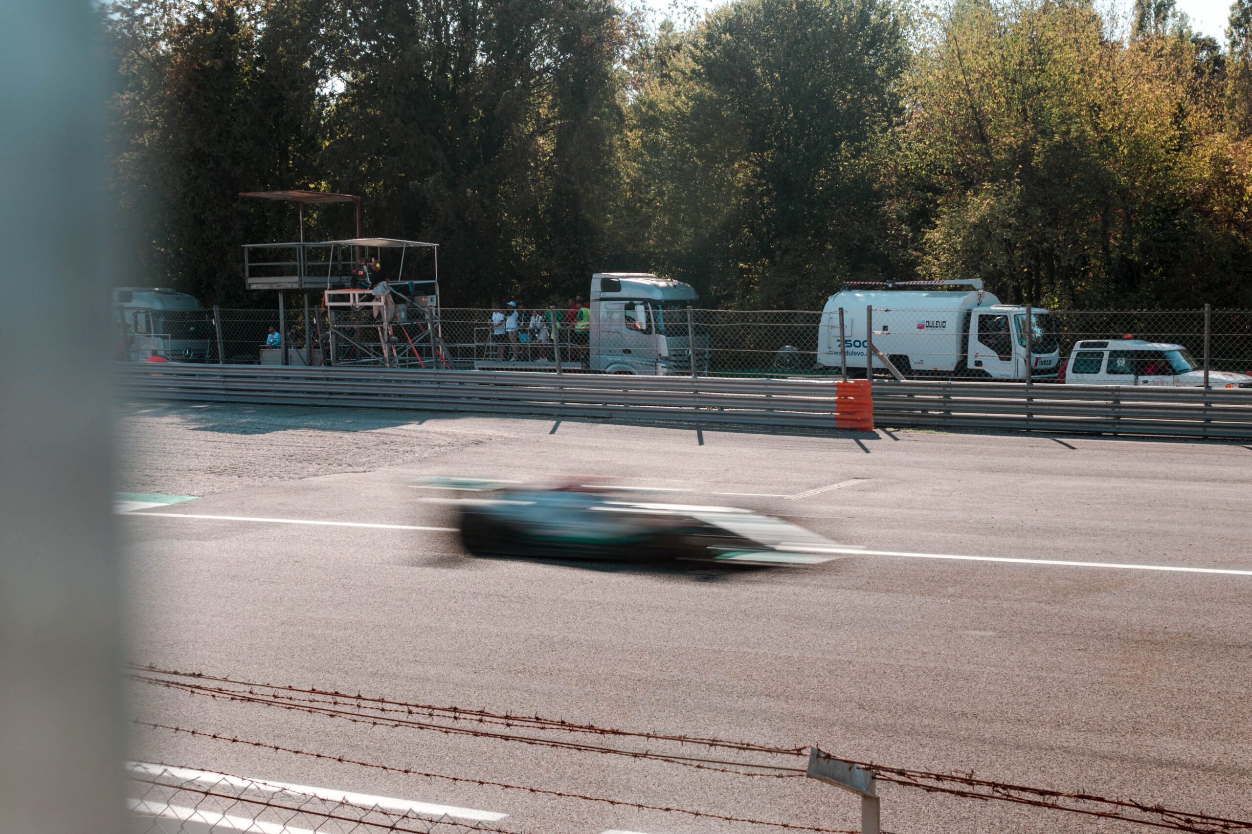 F1 car racing on track in Monza 2022