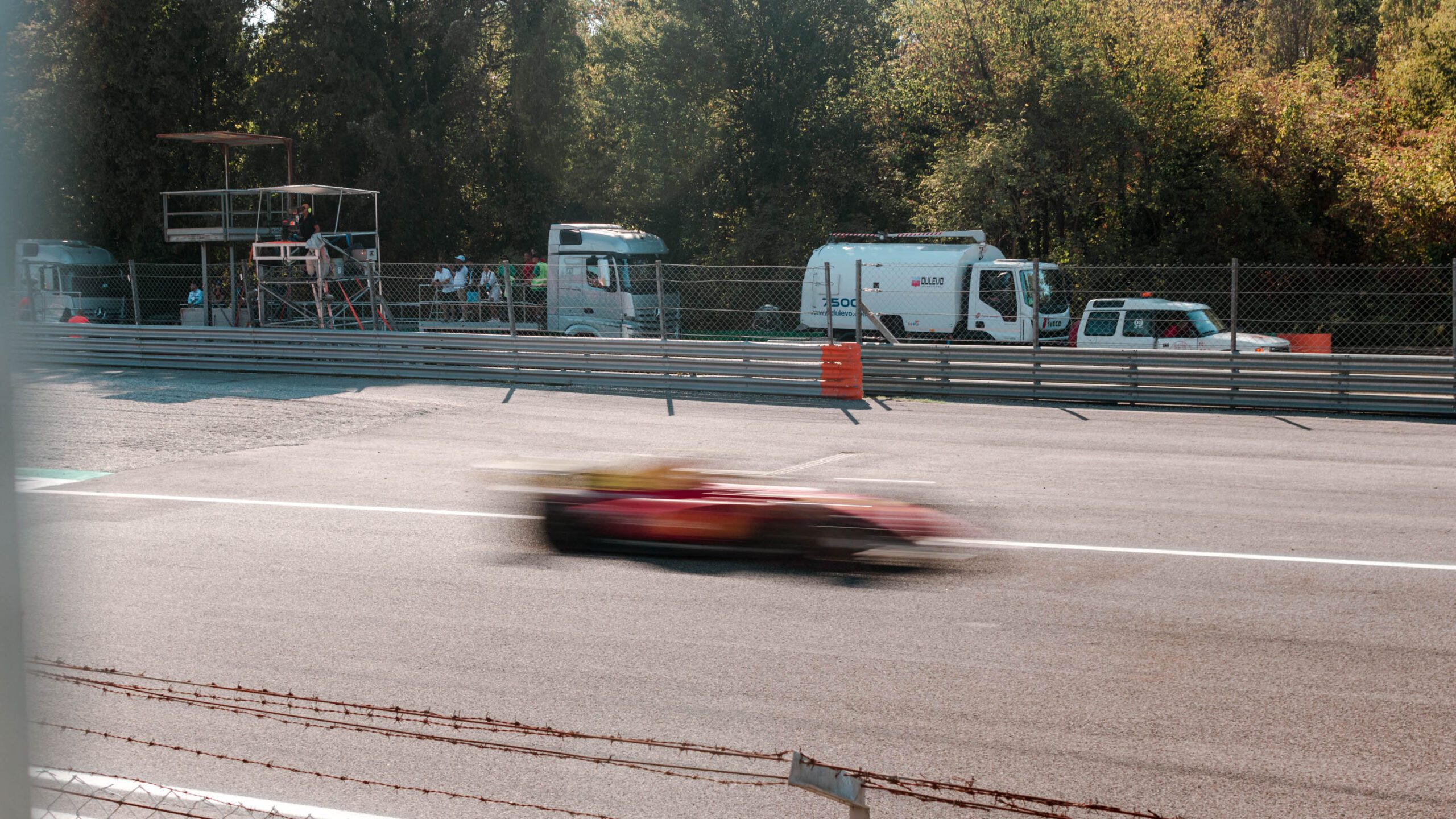 F1 car racing on track in Monza 2022
