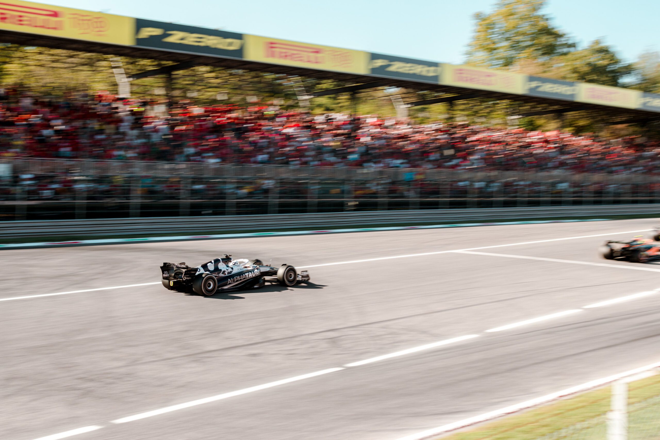 F1 car racing on track in Monza 2022