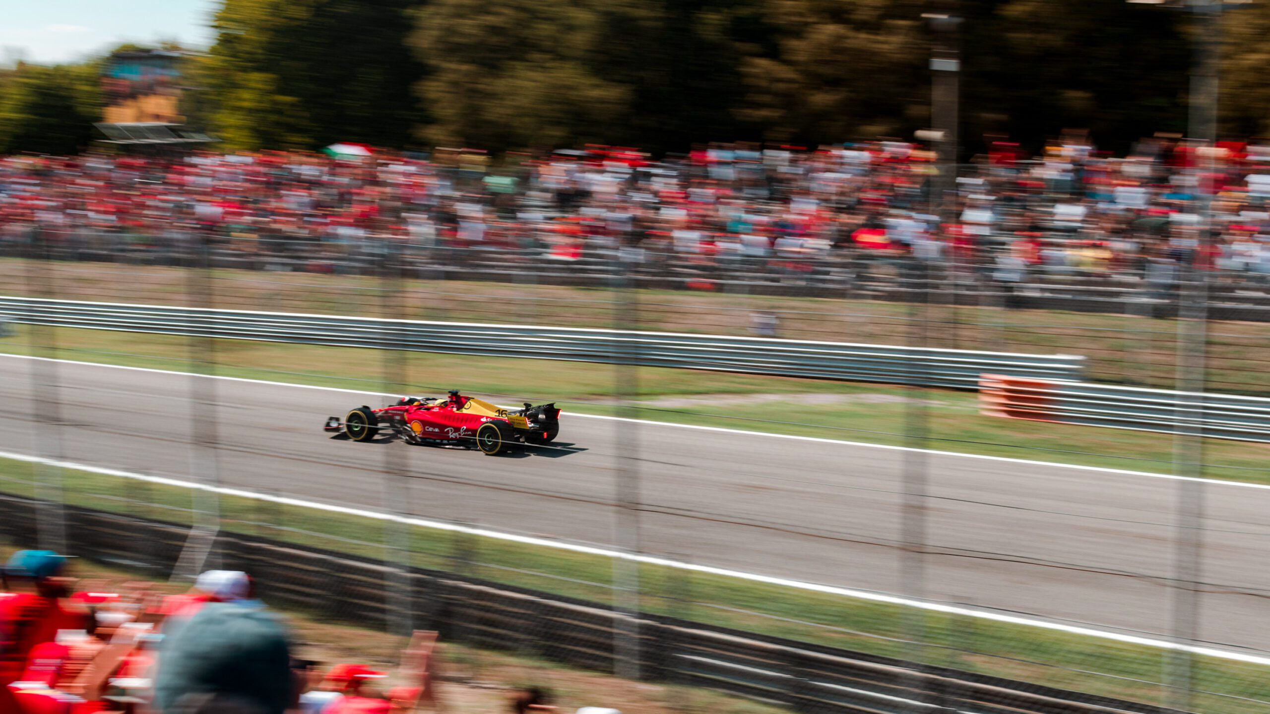 F1 car racing on track in Monza 2022
