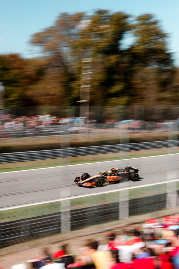 F1 car racing on track in Monza 2022