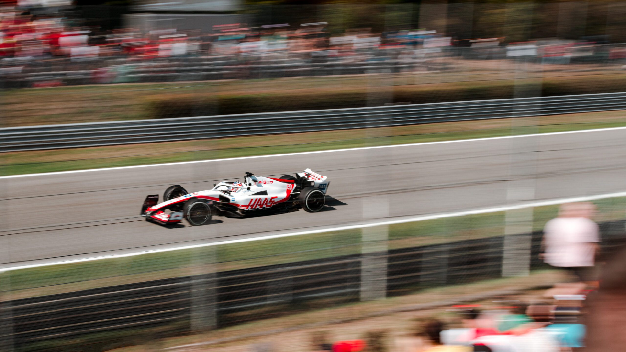 F1 car racing on track in Monza 2022