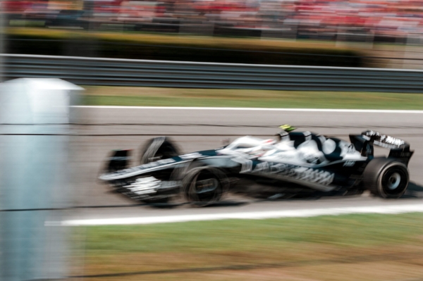 F1 car racing on track in Monza 2022