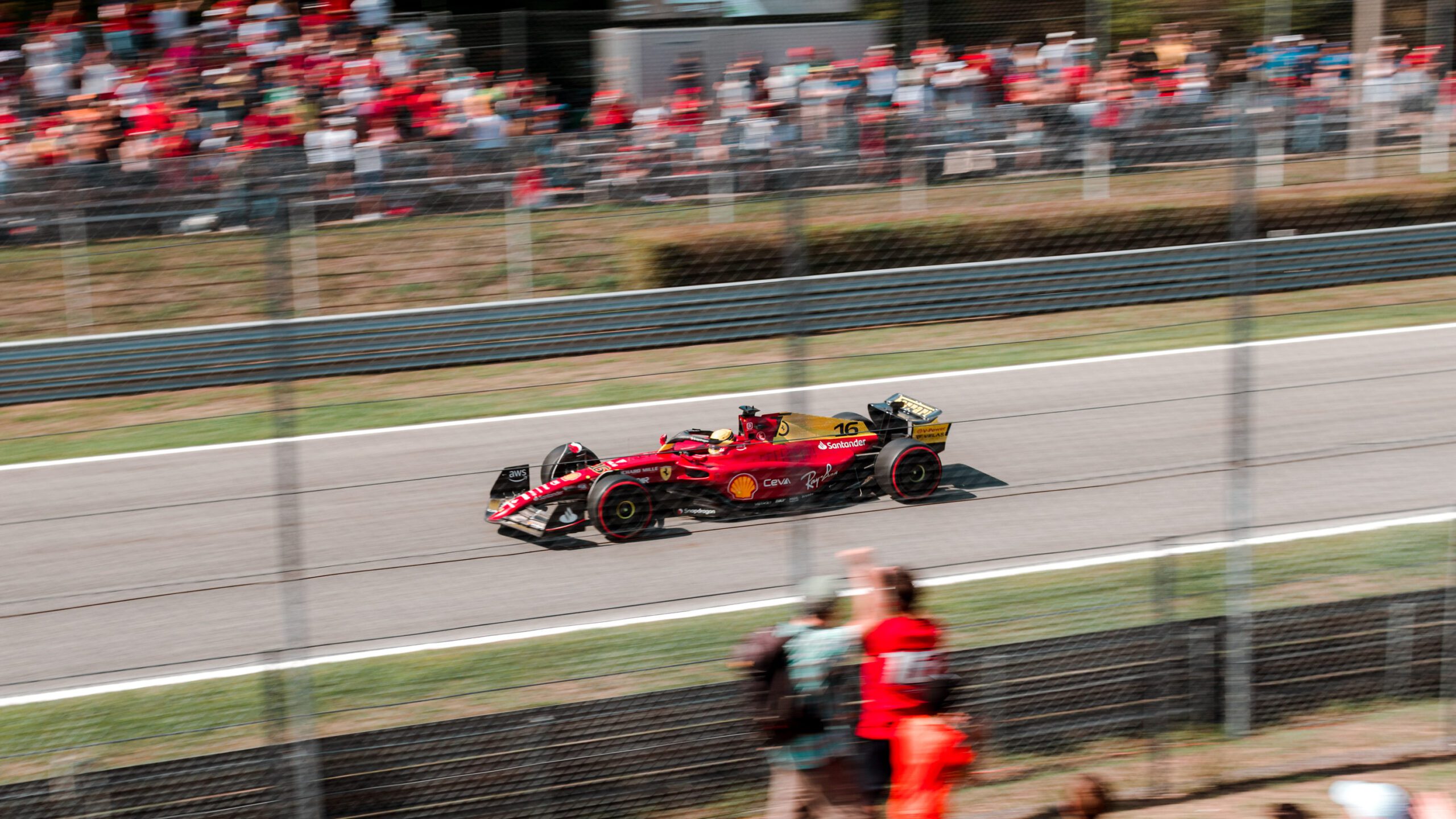 F1 car racing on track in Monza 2022