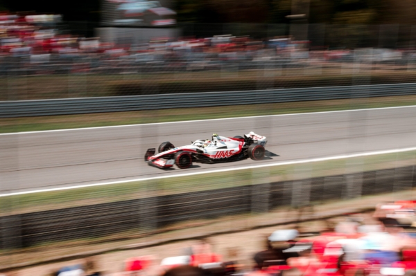 F1 car racing on track in Monza 2022