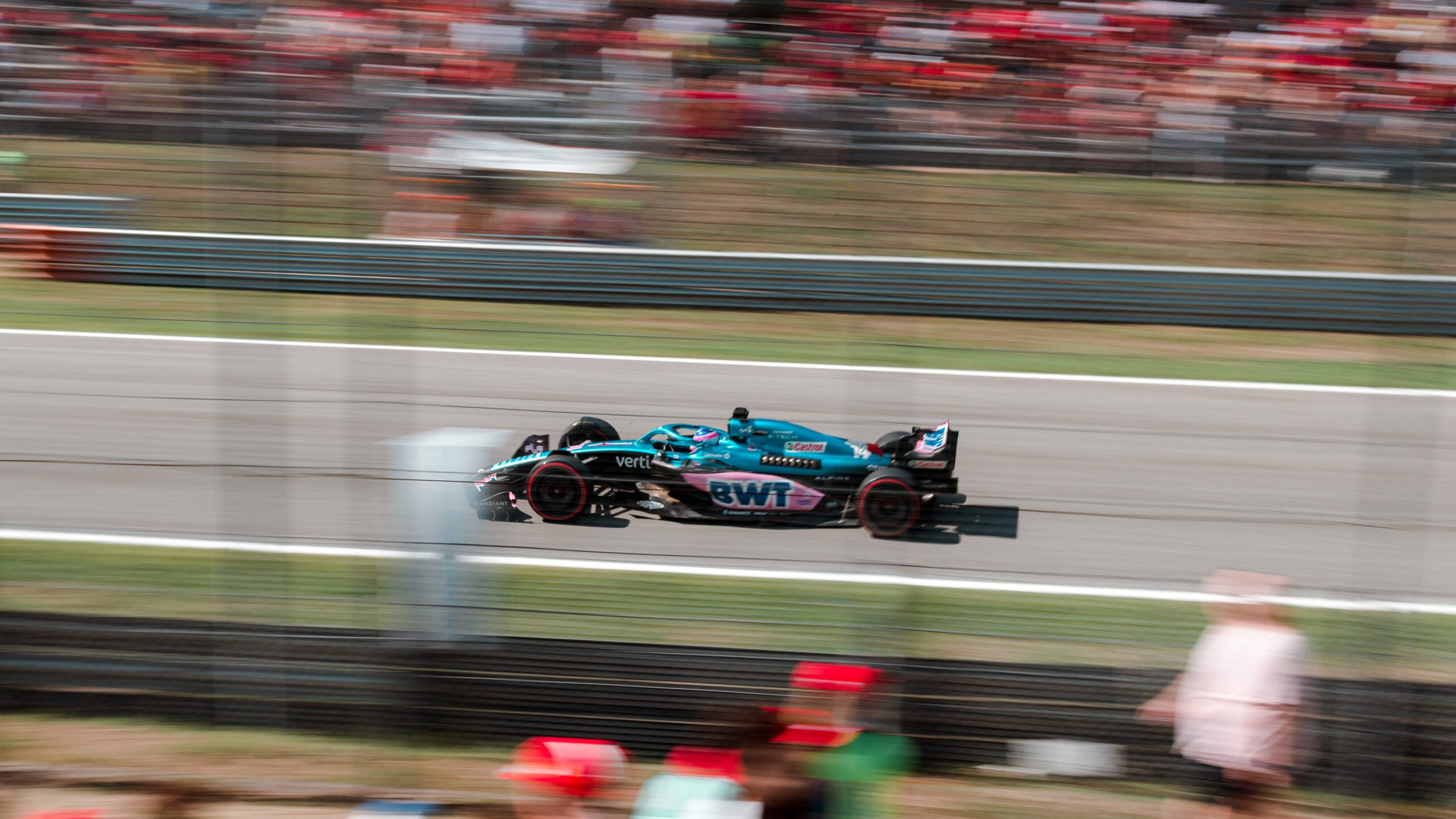 F1 car racing on track in Monza 2022