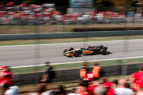 F1 car racing on track in Monza 2022