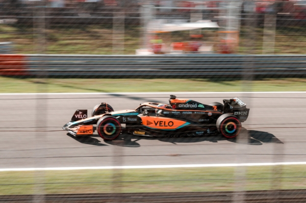 F1 car racing on track in Monza 2022