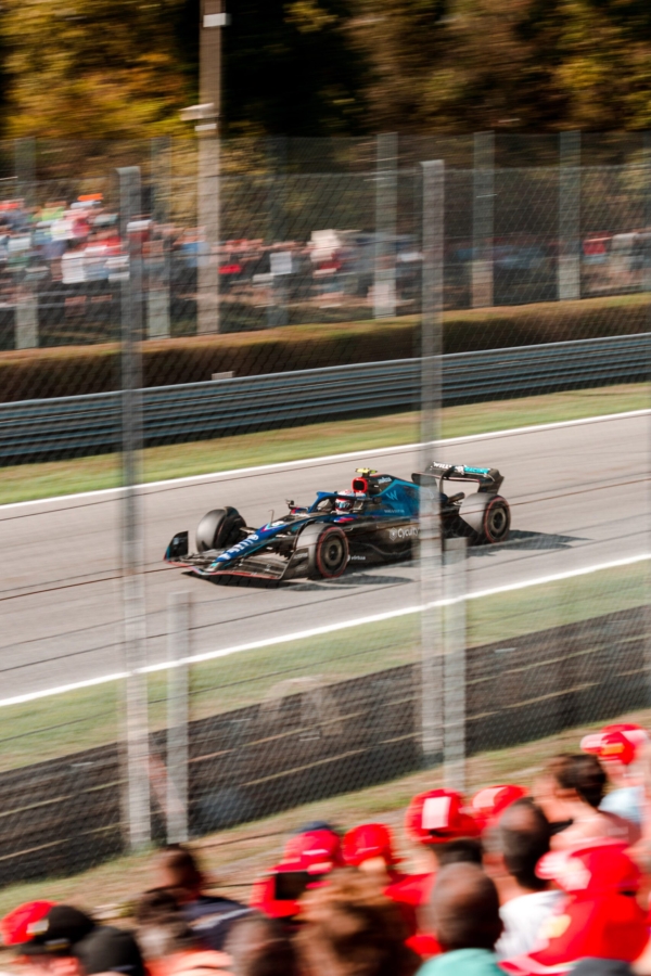 F1 car racing on track in Monza 2022