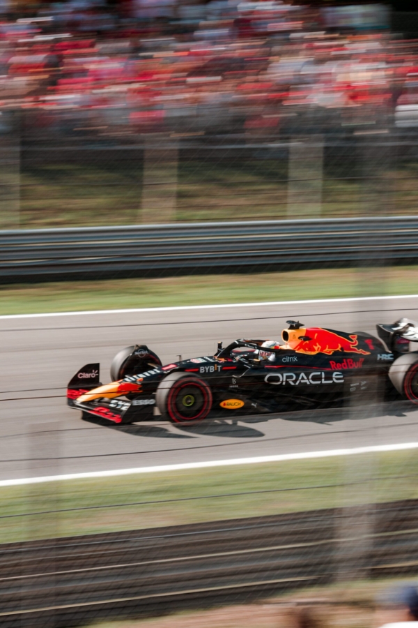 F1 car racing on track in Monza 2022