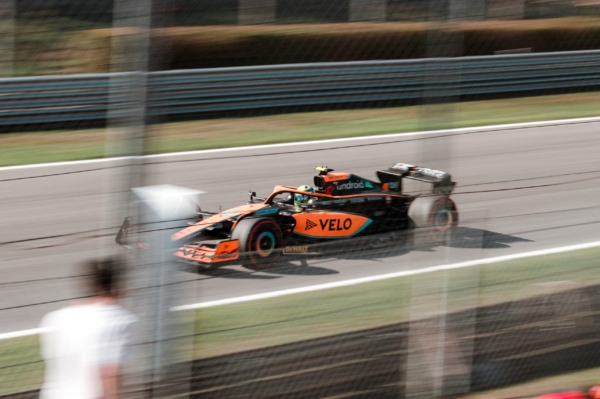 F1 car racing on track in Monza 2022