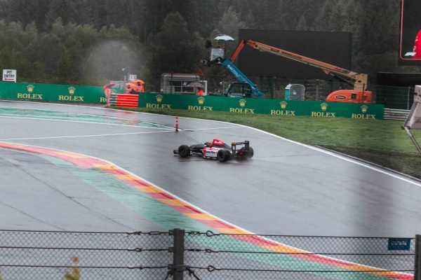 Old F1 racing car on a track