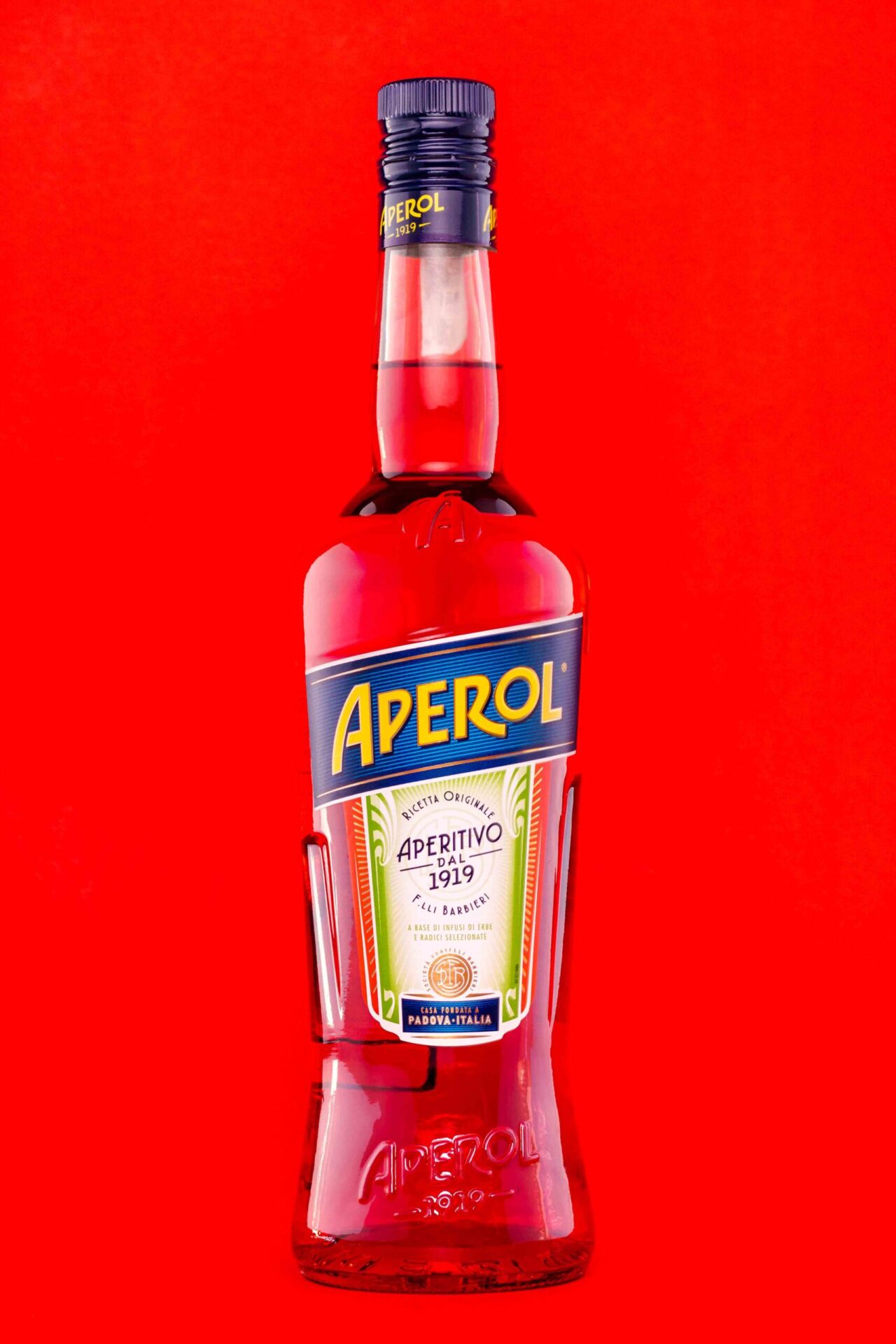 Glass bottle in a professional studio photoshoot