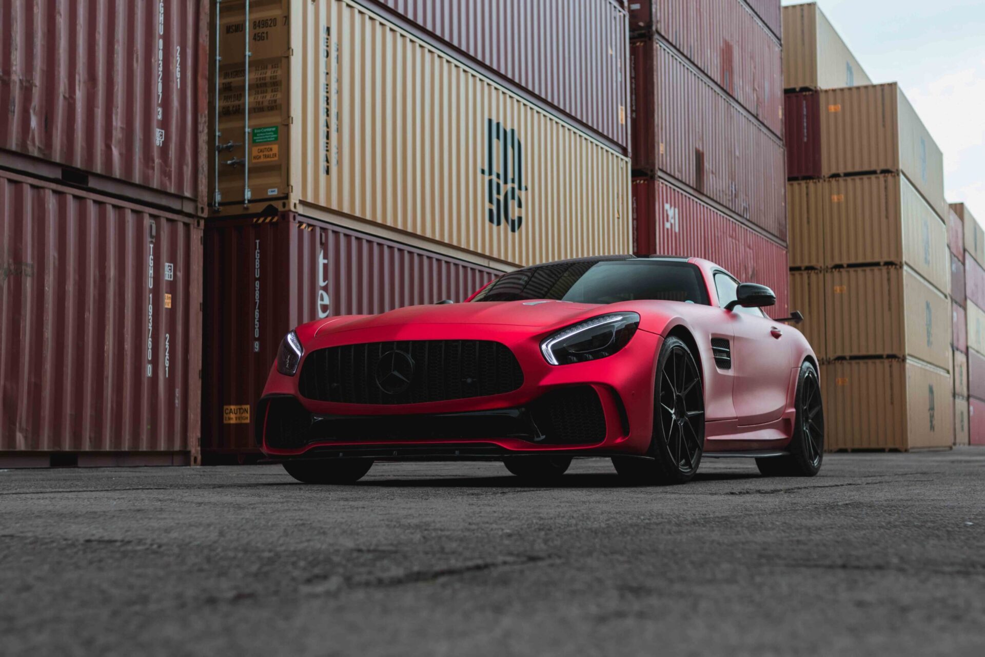 Supercar photoshoot on a container depot in Gdynia