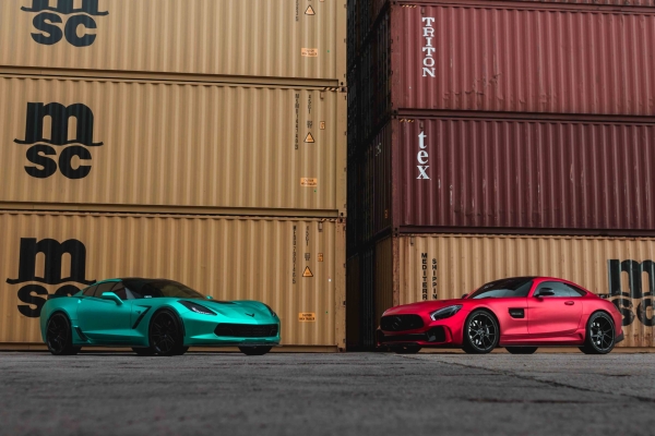 Supercar photoshoot on a container depot in Gdynia