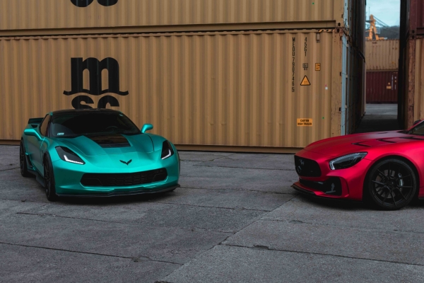Supercar photoshoot on a container depot in Gdynia